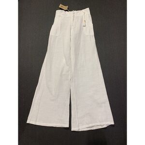 New Blanco by Nature‎ Solid White 100% Cotton Pants Wide Legs Size XL